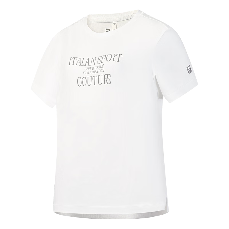 FILA Women's Knitted Short Sleeve T-Shirt 2026 Summer Fitness Sports Colorblock Letter Loose Tee (Sun Qiantong Edition)
