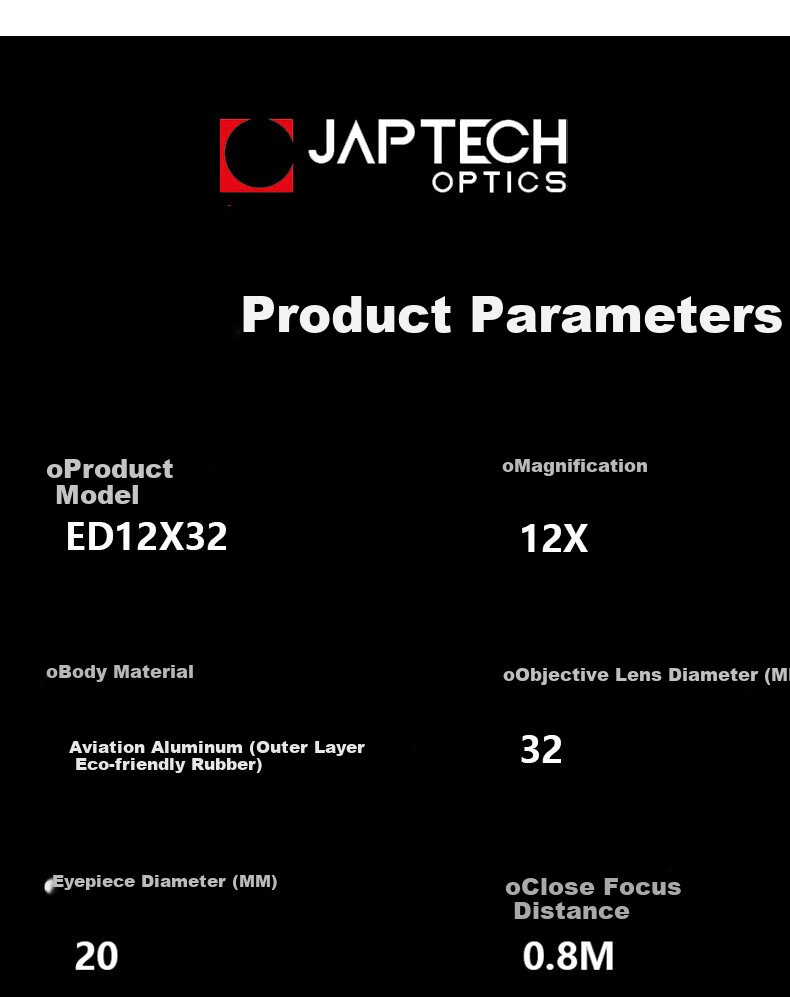 JAPTECH Japan Technology ED APO Flat-Field Polo High-Definition High-Power Magnesium Alloy Professional Binoculars 22