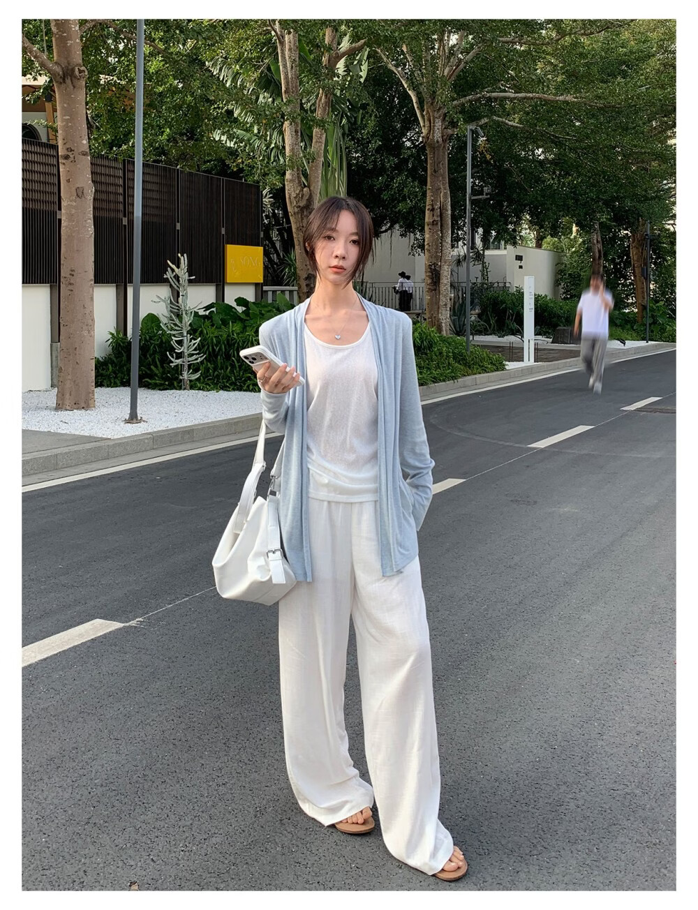 ICH MODE "Lazy Mode" Vest Set Summer Physical Sun Protection Long Sleeve T-Shirt Thin Jacket Air Conditioning Shirt White L 10