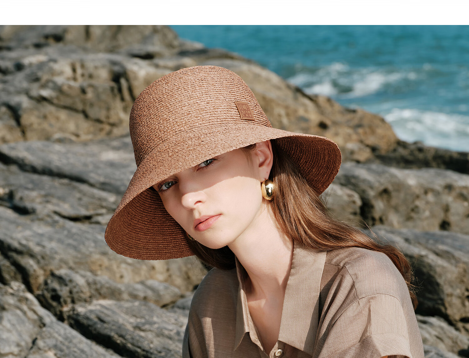 FANCET Women's Summer Straw Hat Elegant French Raffia Wide Brim UV Protection Sun Hat Beach Vacation Sunshade Hat 41