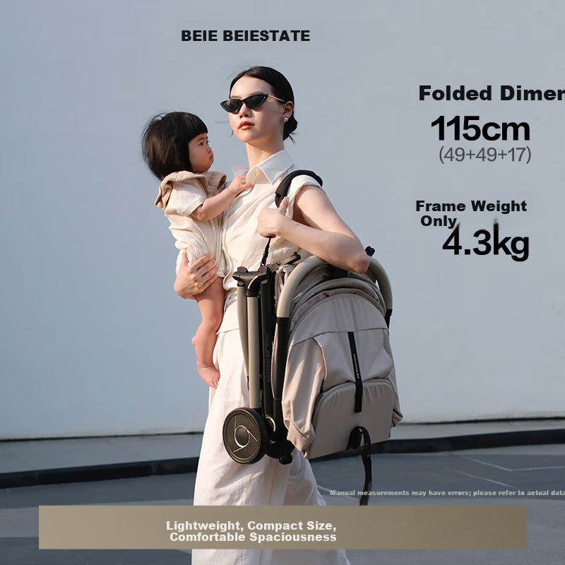 BEIESTATE New Route Baby Stroller Foldable Lightweight Kids Pram Sit and Recline Travel Stroller Mu Bai
