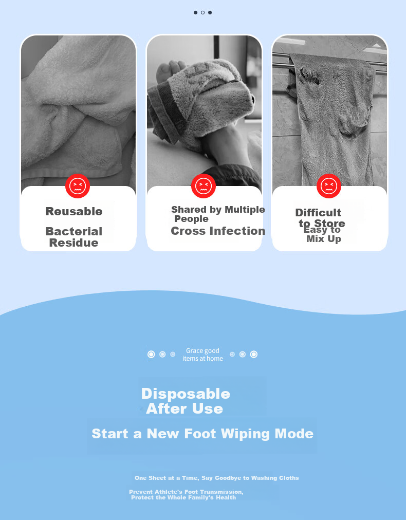 Grace Thick Disposable Foot Wipes Household Foot Towels Hotel Travel Disposable Foot Cloth 2 Rolls Pack 2