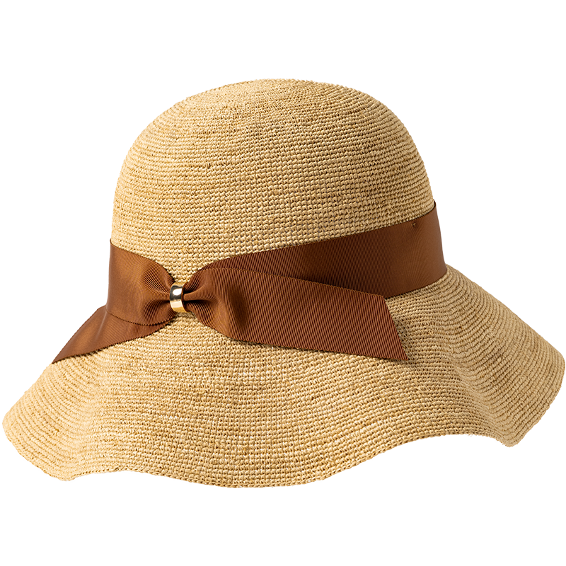 FANCET Women's Raffia Straw Sun Hat Spring Summer Elegant French Bow Outdoor Vacation Beach Hat