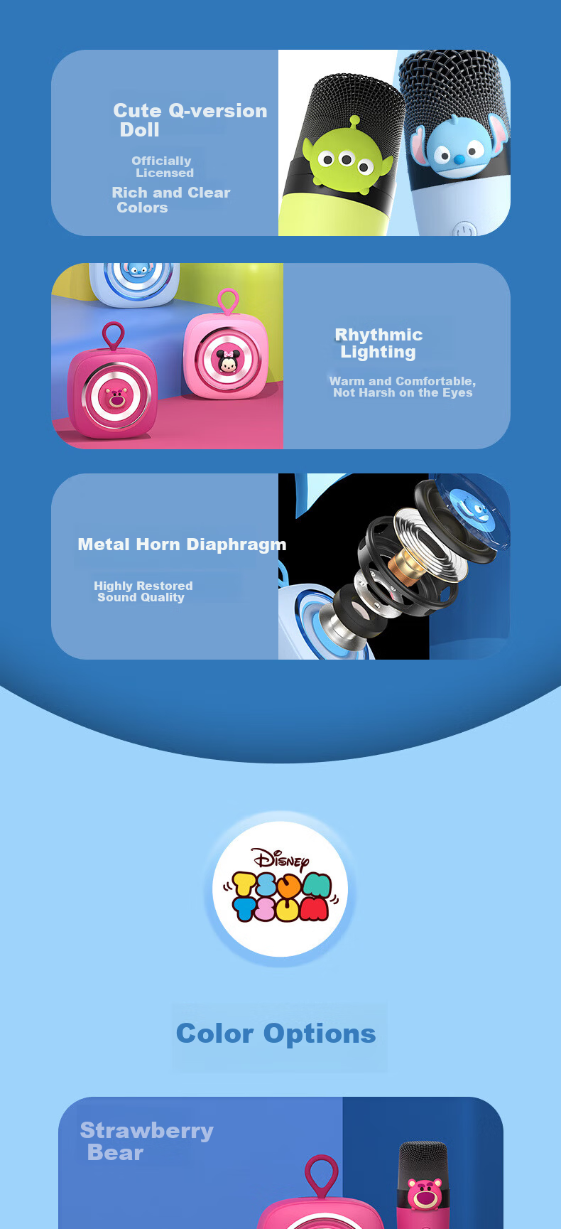 Disney Kids Microphone Toy for Girls New Year Birthday Gift Ages 7-14 Wireless Bluetooth Karaoke Speaker Microphone Combo 12