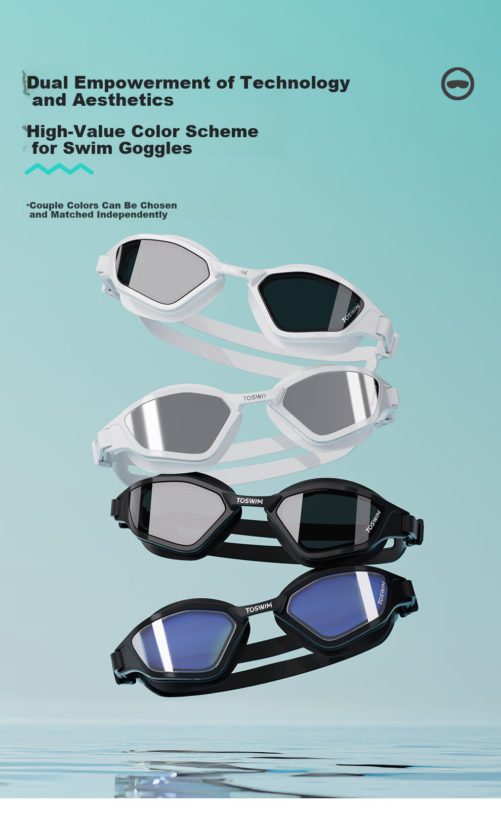 TOSWIM Prescription Swimming Goggles for Men and Women, Waterproof Large Frame, Professional Anti-Fog, High Definition, 700 Degree, White Transparent 11