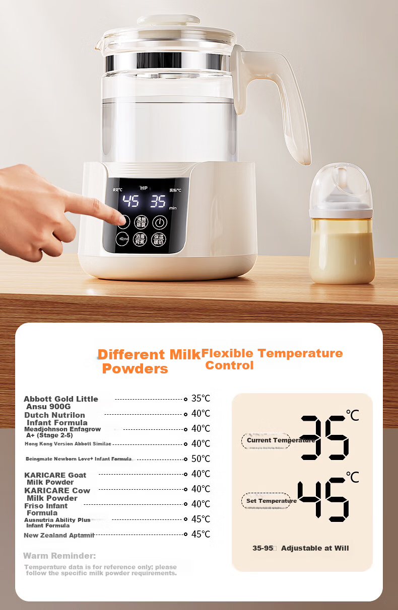 HP Thermostatic Kettle Baby Milk Warmer Formula Maker Hot Water Kettle Health Pot 11