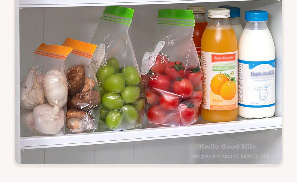 Good Wife Food Sealing Bags Small Size Stand-Up 40pcs Thickened Double-Strap Seal Fresh-Keeping Storage Freezer Bags 16