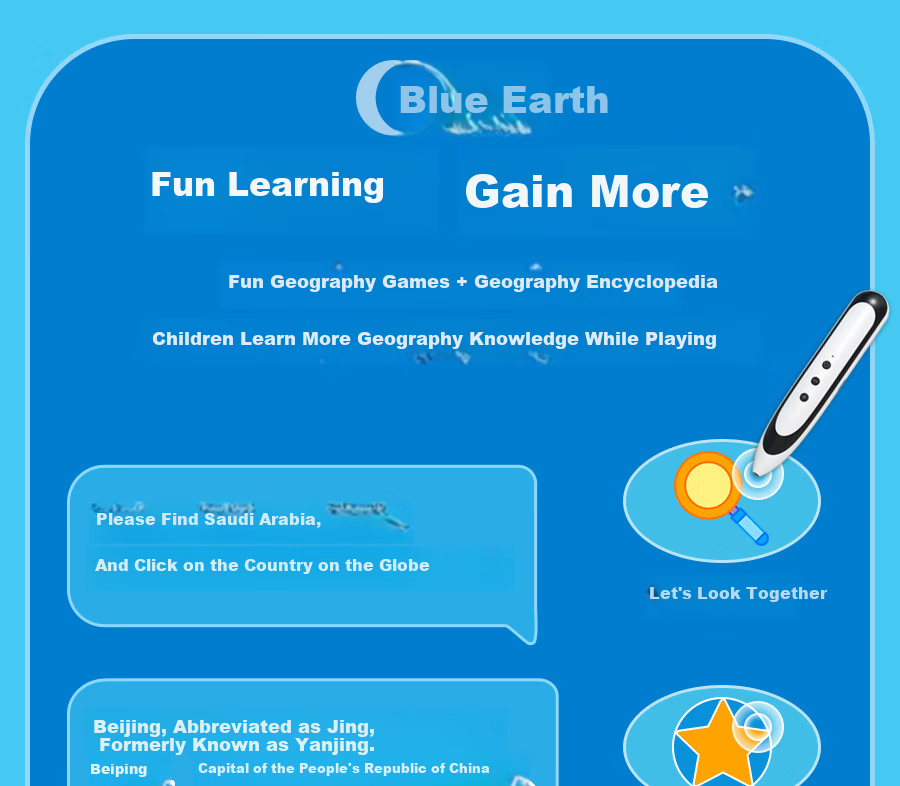 Blue Earth Embossed AR Reading Globe 3D Stereoscopic Student Children's Toy Boys Girls Birthday Gift Geography Enlightenment 9