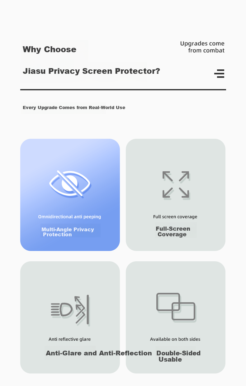 Jiasu 13.3-inch (16:10) Laptop Privacy Screen Protector Film Double-Sided Privacy Filter with Clip-On for Lenovo HP Asus (287x179mm) 2