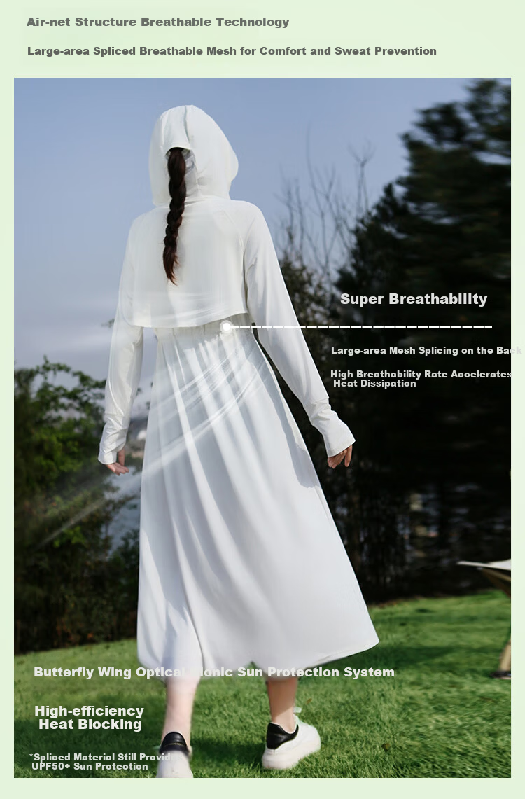 Combo Women's Summer Waist-Cinched Full-Length Cycling Ice Silk Sunscreen Dress UV Protection Outdoor Driving Windbreaker 9