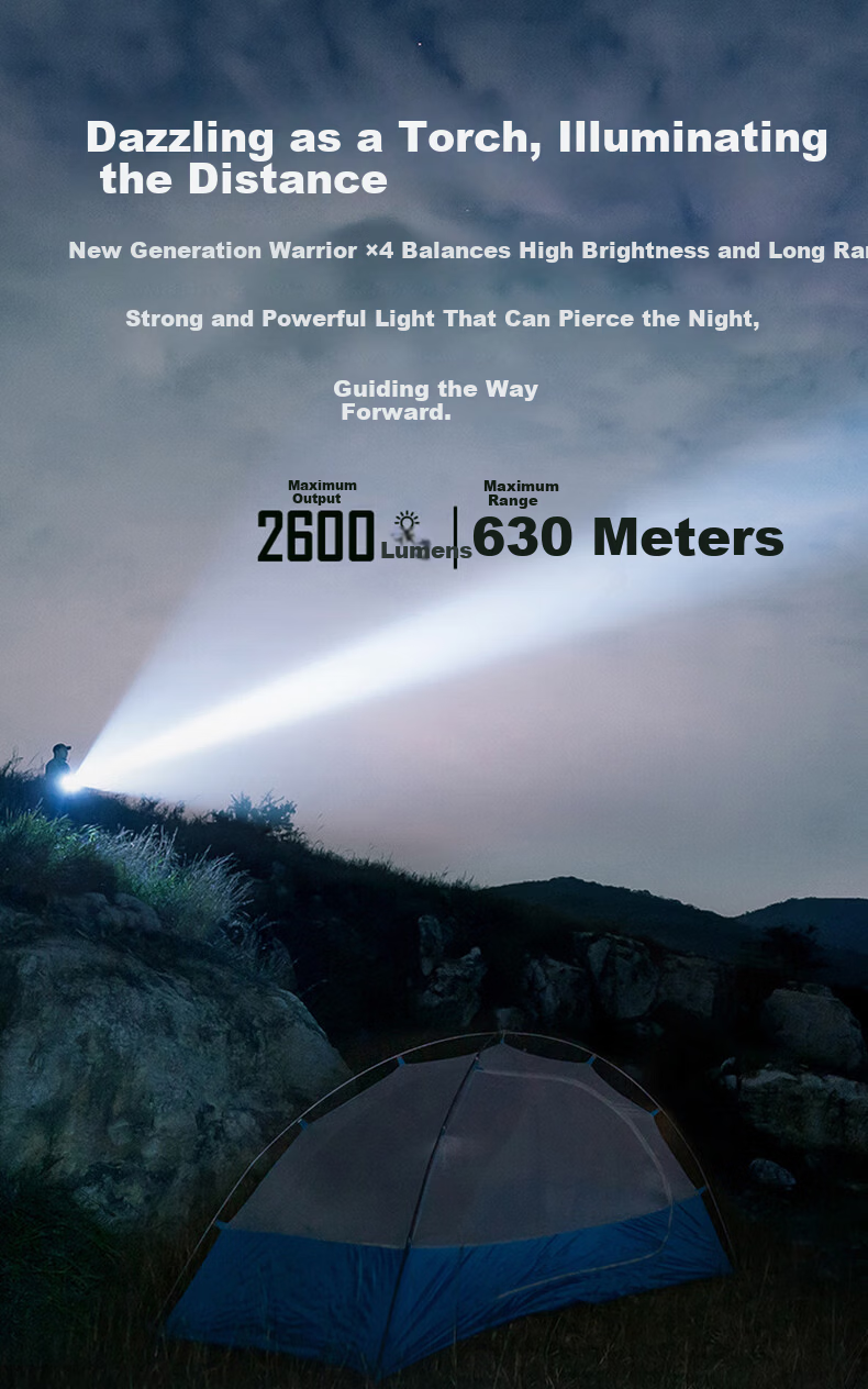 OLIGHT Warrior X4 Tactical Flashlight High Brightness Long Range Waterproof Durable Outdoor Hiking Strobe 1