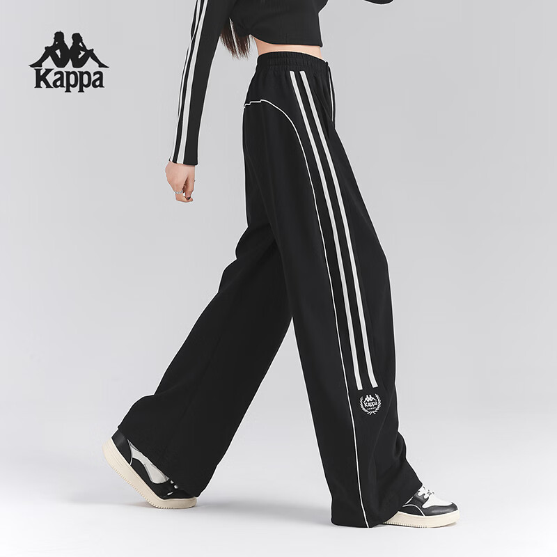 Kappa Women's Back-to-Back Sports Pants Spring New Striped Loose American Straight-Leg Trousers Simple Pants K0G42AK32D