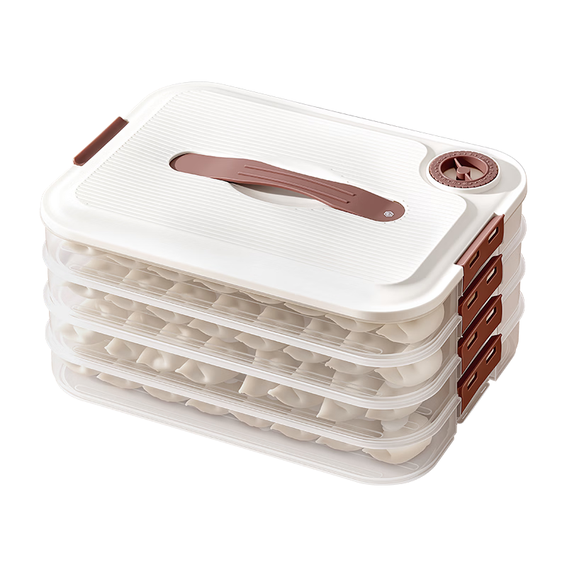 JD Original Dumpling Storage Box, Tray for Home Refrigerator, Quick-Freeze Organizer, Vegetable And Wonton Container, 2 Layers with 1 Lid