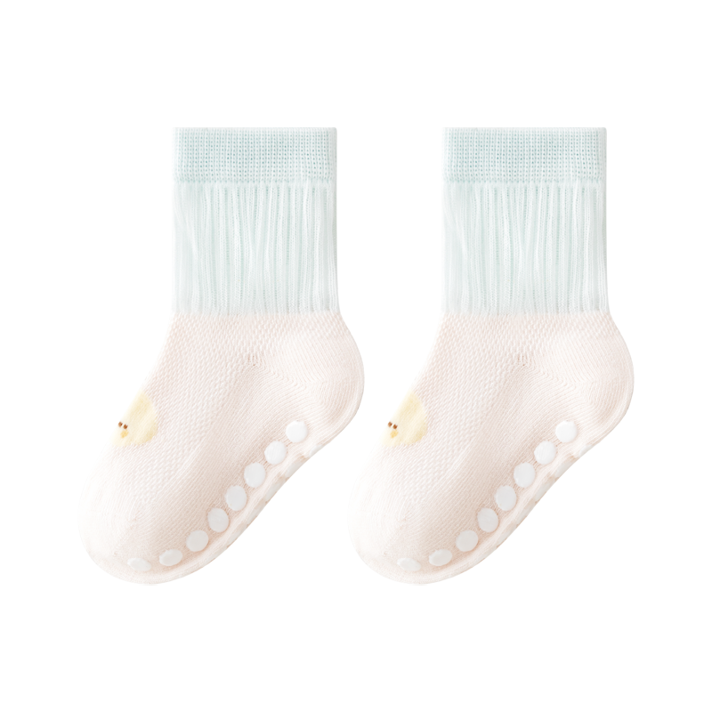 Growth Baby Floor Socks Summer Thin Non-Slip Gel Cartoon Toddler Walking Socks Cotton Mesh Breathable