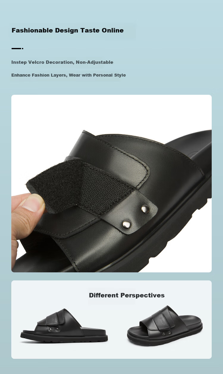 Goldlion Men's Summer Wearable Slippers Men's Velcro Sandals G542520008AAF Black Size 40 3