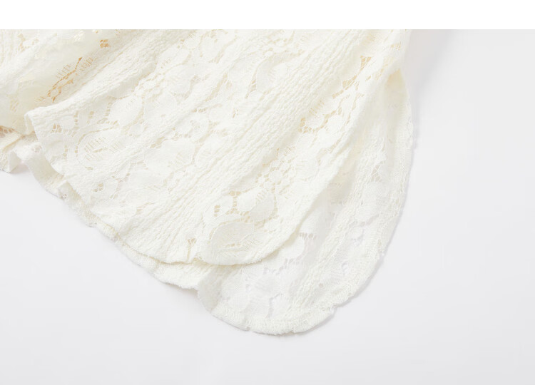 Demana Lace Whisper Spring Cloud Soft Cotton Korean Style Lapel Irregular Tie Hollow Asymmetric Women's Shirt 14