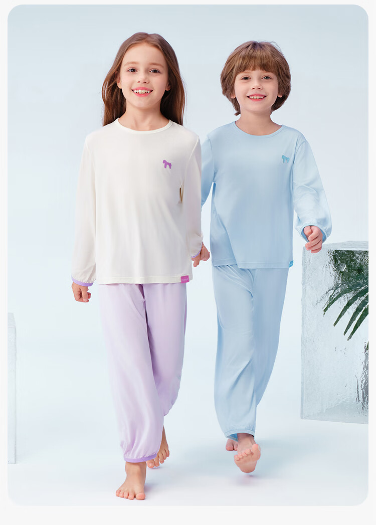 YEEHOO Little Cool Modal Children's Pajamas Cool Mulberry Silk Boys Girls Spring Summer Youth Homewear 18
