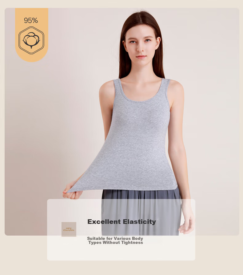CHERISH LIFE Women's Cotton Breathable Sleeveless Tank Top White M(165) 5