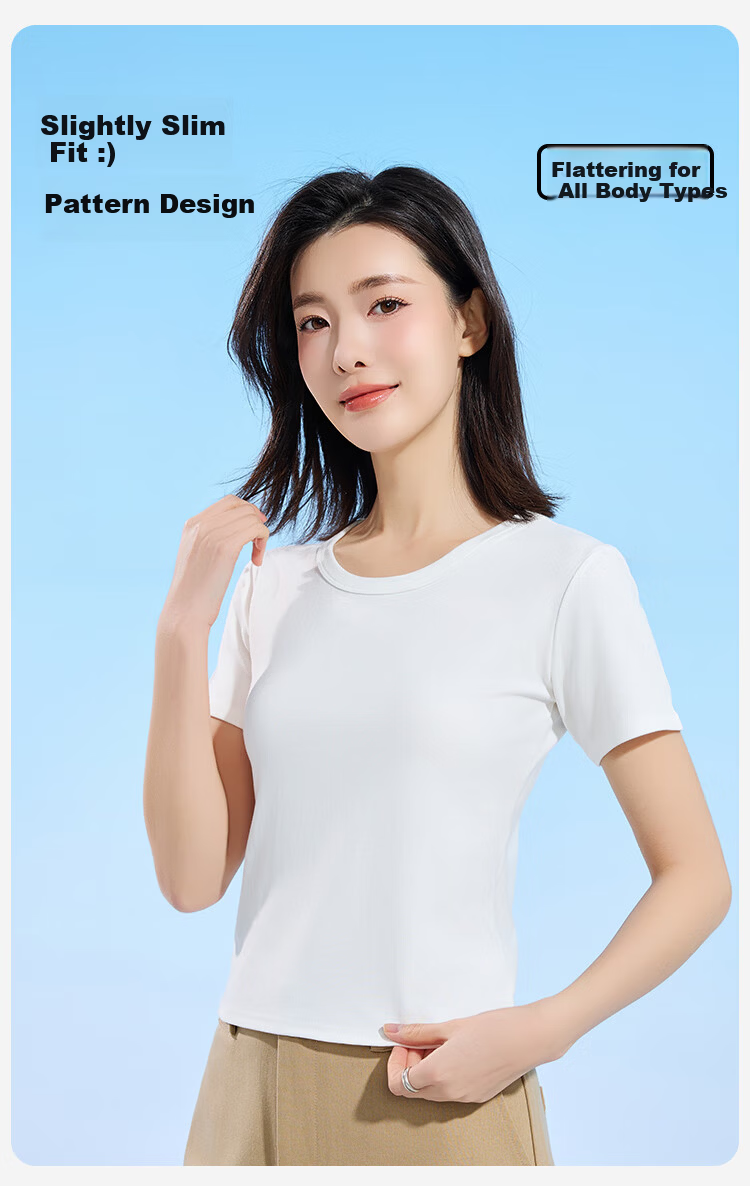 Urban Beauty Women's Seamless Ice Silk Short Sleeve Round Neck T-Shirt Spring Summer Loose Fit XL 4