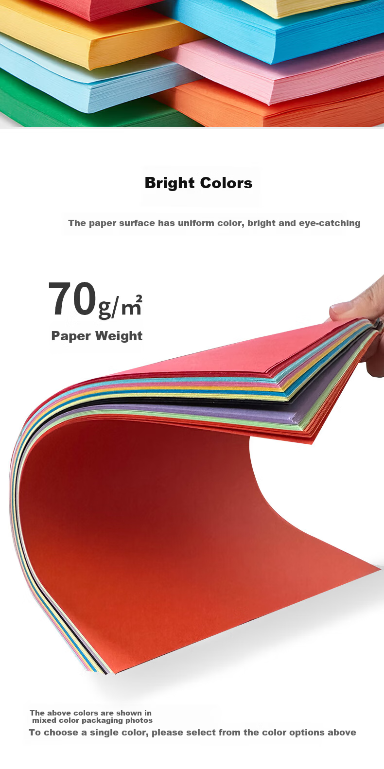 DOCON 70g A3 Color Multifunction Copy Paper Printing Paper Red Yellow Blue Green Pink Cover Binding Paper Student Origami Craft Paper Light Purple 100 Sheets 3