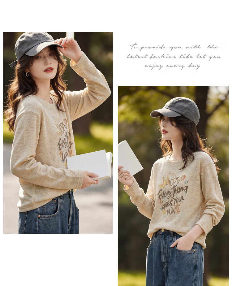 Awakening Paradise 26 Summer Autumn Fashion Round Neck Casual American Lazy Style Knit Letter Graffiti T-Shirt Short Sleeve Yellow M 6