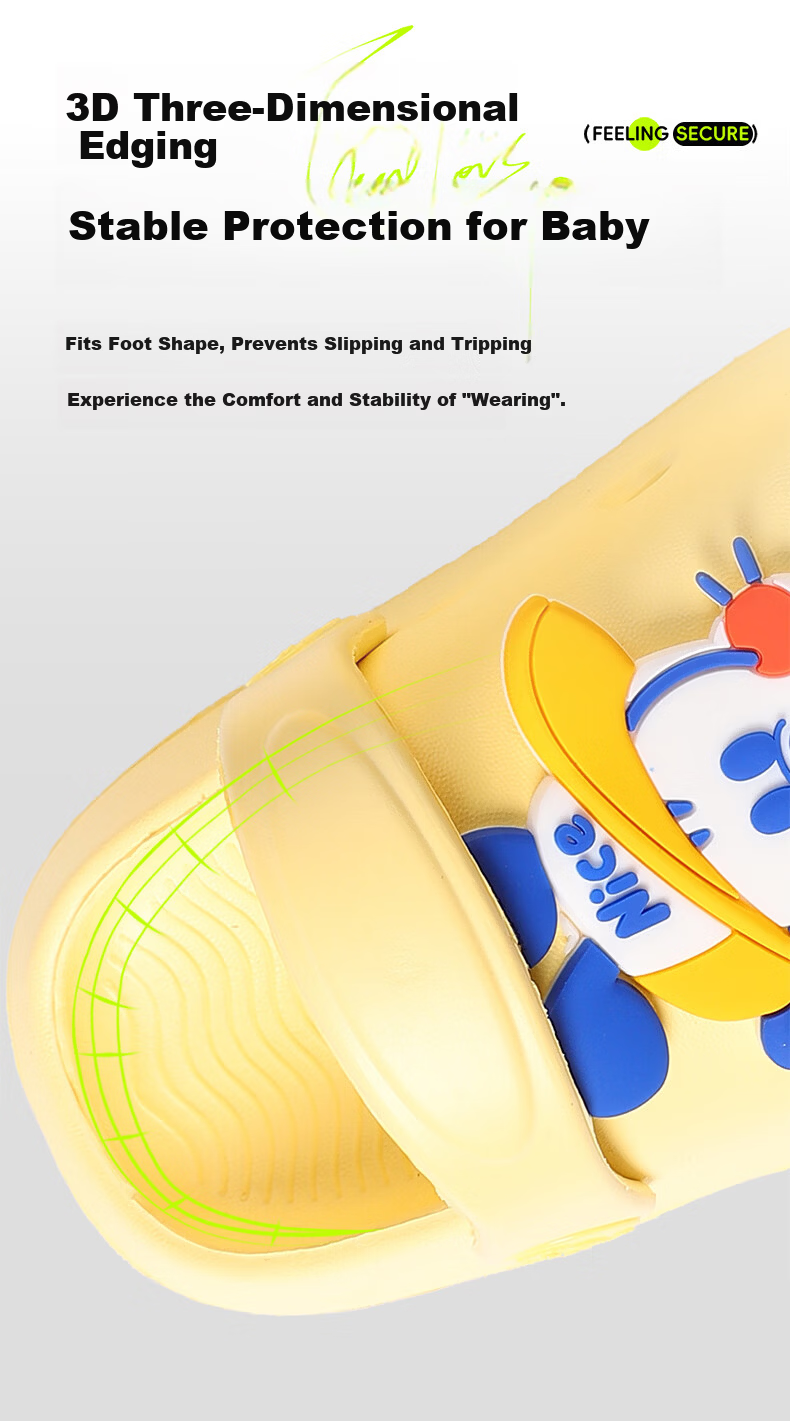 BOBDOG Children's Slippers Boys and Girls Baby Soft Sole Indoor and Outdoor Summer Sandals Yellow Size 150 8