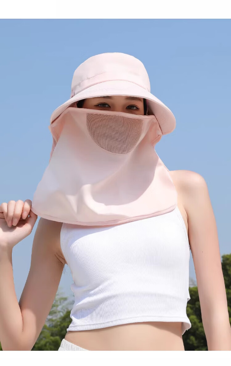 DUSENNA Women's Sun Protection Hat Detachable Neck Cover Outdoor Summer UV Protection Face Shield Hat 11