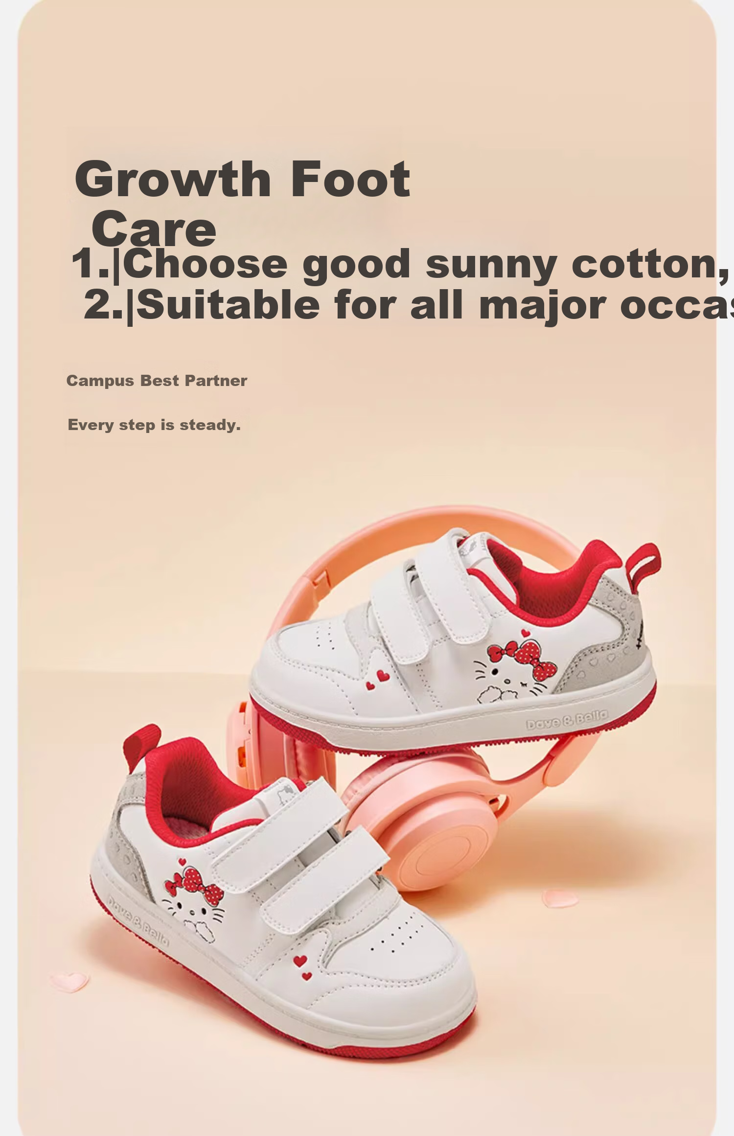 DAVE & BELLA x Hello Kitty Girls' Sneakers Spring Autumn Kids Baby Shoes 1