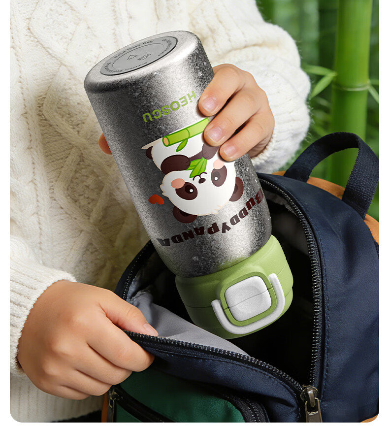 HEOSCU Children's Titanium Insulated Straw Water Bottle for Boys and Girls, Primary School Titanium Water Flask, Kindergarten Dual-Use 9