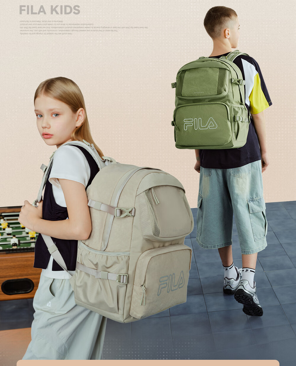 FILA Kids Backpack 2026 Large Capacity Junior High School Student Shoulder Bag for Boys and Girls 2