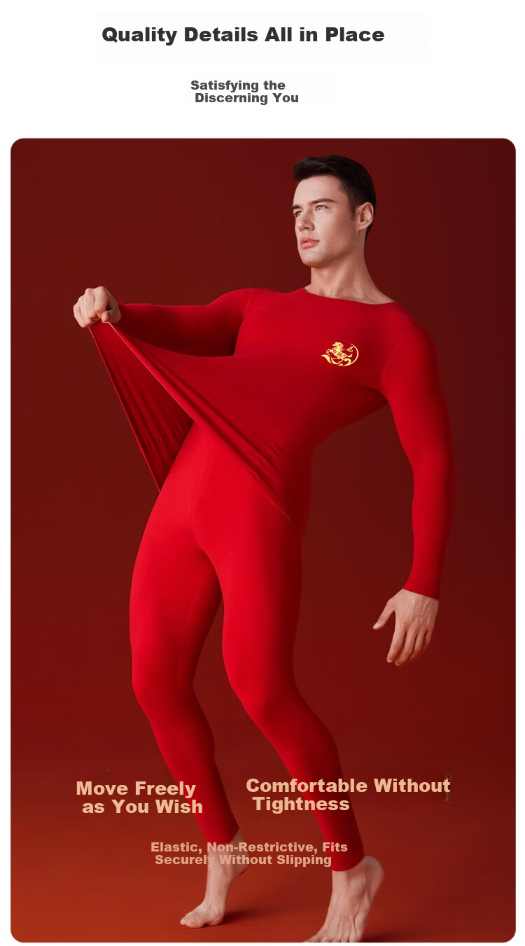 Langsha Women's Autumn Thermal Underwear Set Year of the Horse Red Pure Cotton Wedding Red Underwear Socks Warm Innerwear Gift Box 15