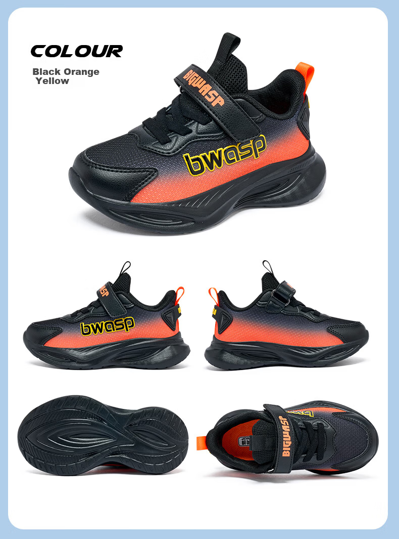 BIG WASP Boys' Sports Shoes 2026 Spring New Running Shoes D112621683K Deep Blue (Single Mesh) Size 32 17