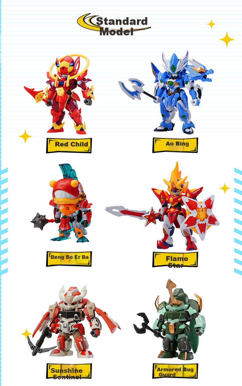Modon Core Battle Assembly Blind Box Series 1 Q-Version Articulated Joint Building Block Mecha Toy Full Box Set 4