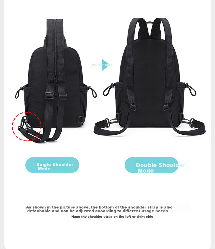 GOLF Men's Chest Bag Lightweight Crossbody Shoulder Bag Unisex Dual-Shoulder iPad Outdoor Cycling Sports Backpack 12