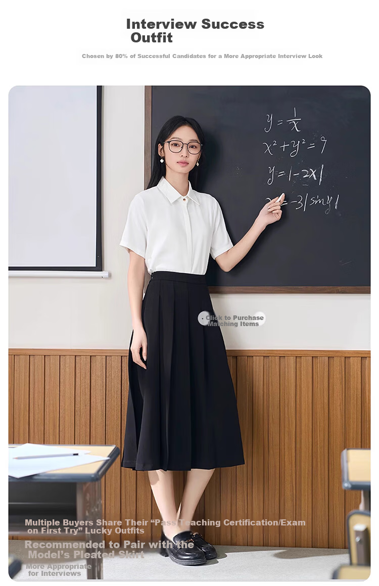 Bodexiaojie Blue Professional Short-Sleeve Blouse for Women, Summer Public Exam Interview Chiffon Top, Commuter Outfit Formal Shirt, Blue, XL 12
