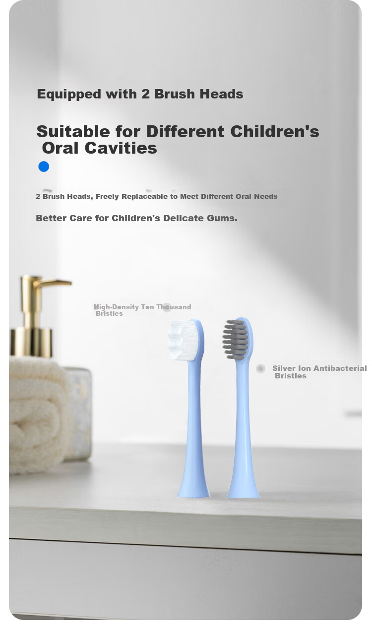 Simple Youth Children's Electric Toothbrush Soft Vibration Gentle Bristles for Sensitive Kids Effective Cavity Prevention Blue Children's Gift Birthday Present 8