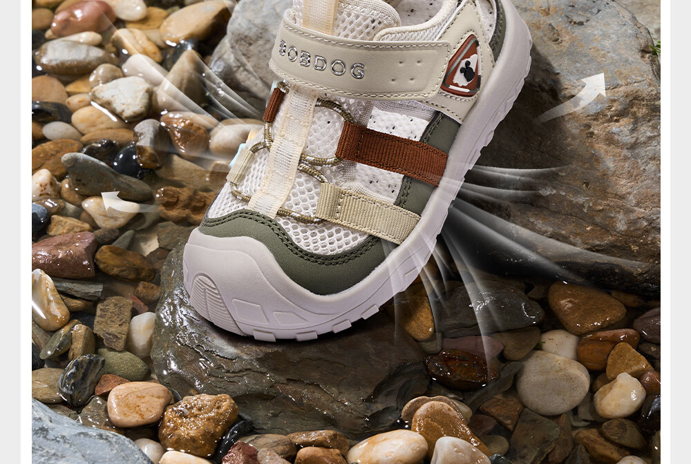 BOBDOG Kids Sandals Baby Walking Shoes Hollow Breathable Boys Shoes White Green 29 Summer New 26 11