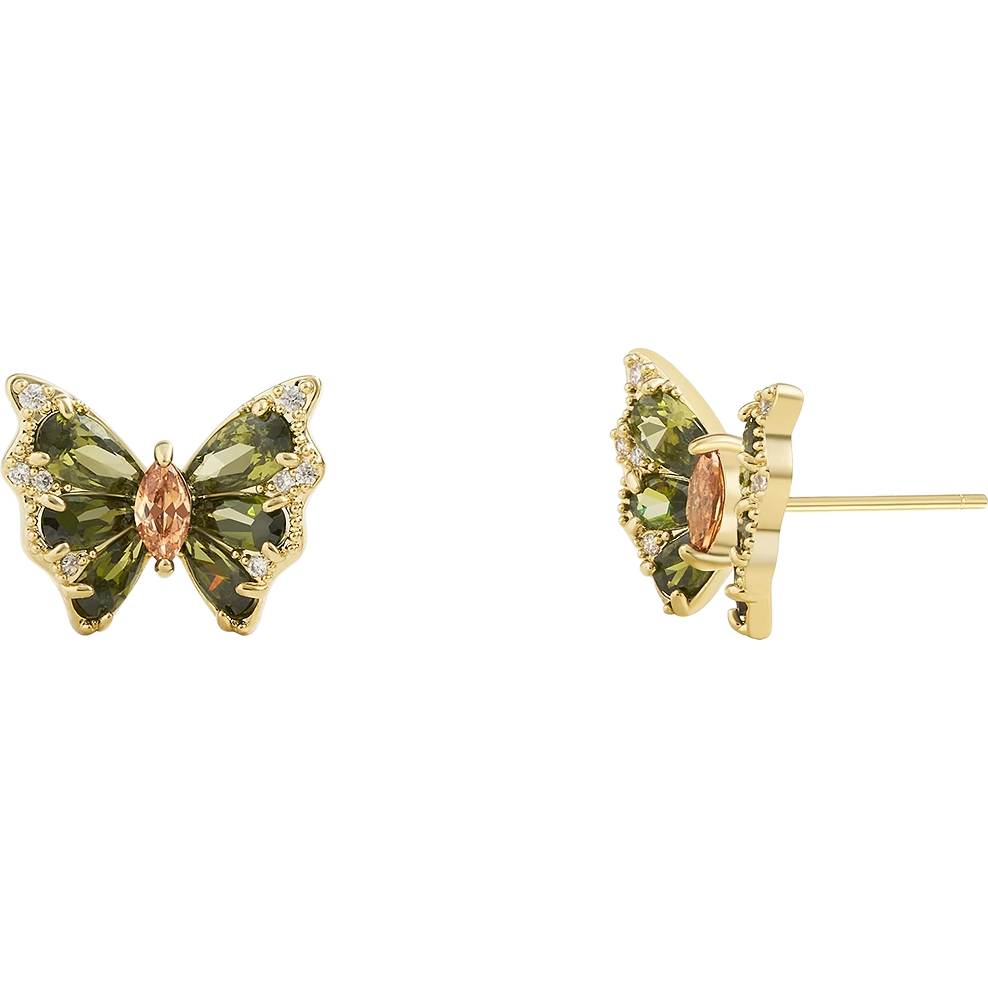 AJIDOU Earrings Gift, Fashionable Retro Butterfly Studs Earrings for Girlfriend Or Wife, Green + Orange Mid-Autumn Festival