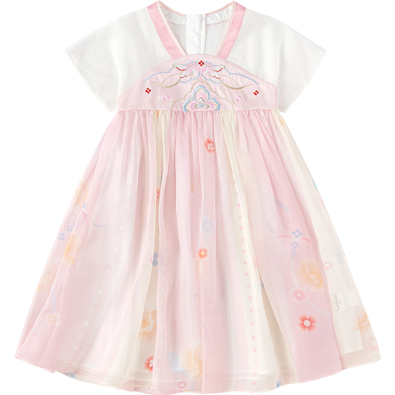 Balabala Kids Dress Children's Skirt 2026 Summer New Girls Baby Chinese Style Hanfu Ru Skirt Traditional Performance Costume