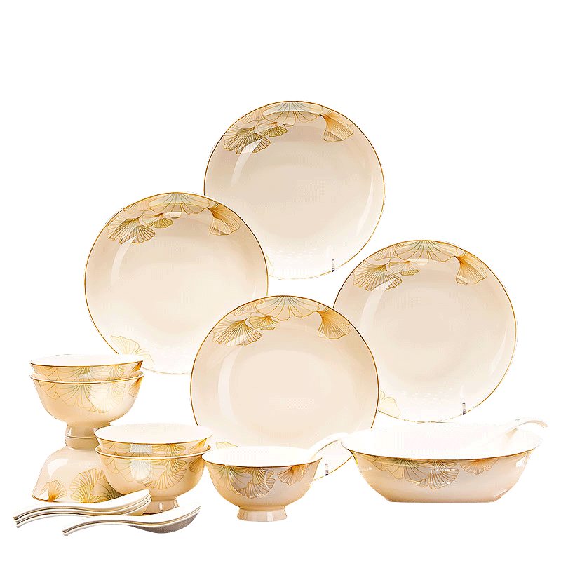 Pearson Jingdezhen Ceramic Dinnerware Set Autumn Melody 24-Piece Bowl and Plate Set Housewarming Gift