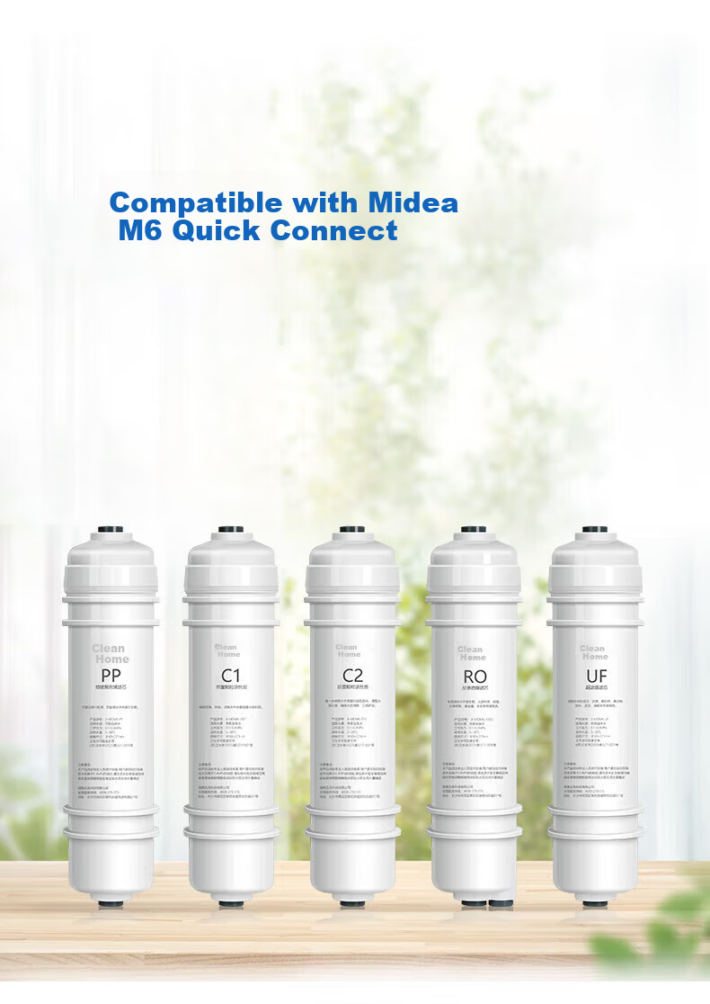 Clean Family Compatible Midea Water Purifier Filter Cartridge M6 Series MRO102C/121B/121C/207A/207B/208B/202B/208A-4/204-5 C1 Pre-Carbon Rod Filter Cartridge 3
