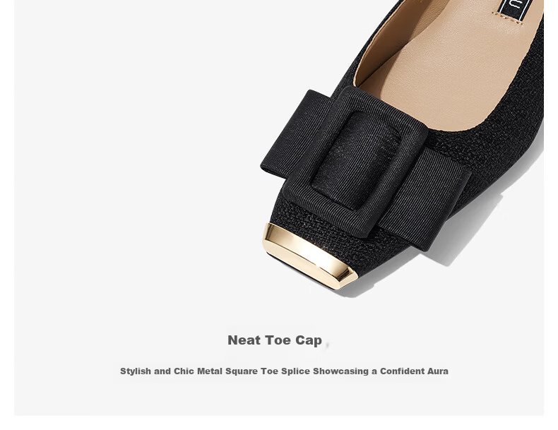Sasa Su [Workplace Ballet] Spring Summer New High Block Heel Bow Square Toe French Style Women's Flats ZA64107-10 4