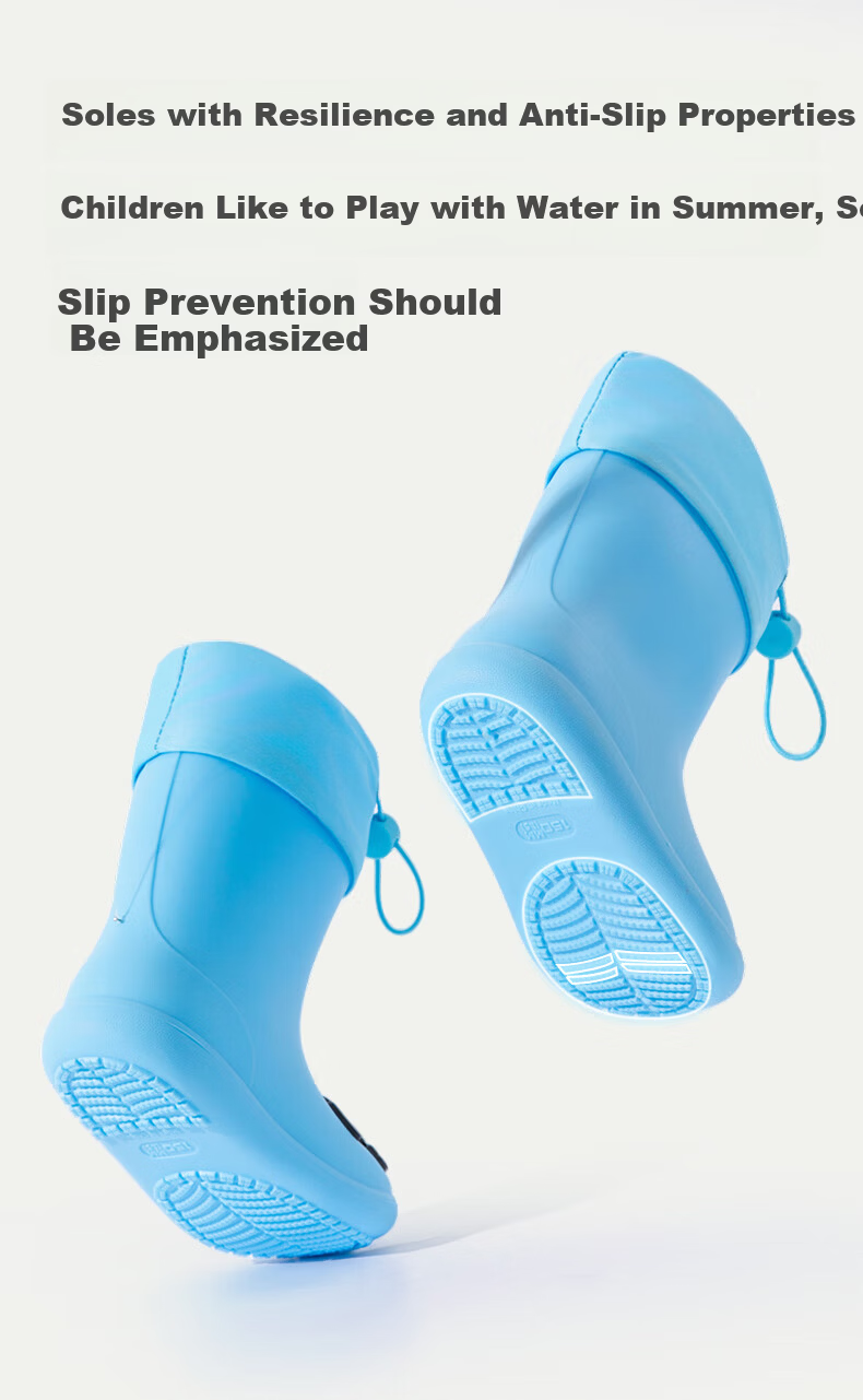 Zhubaba Children's Rain Boots Boys Non-Slip Waterproof Rain Shoes Girls Kindergarten School Water Shoes Blue Size 18 5