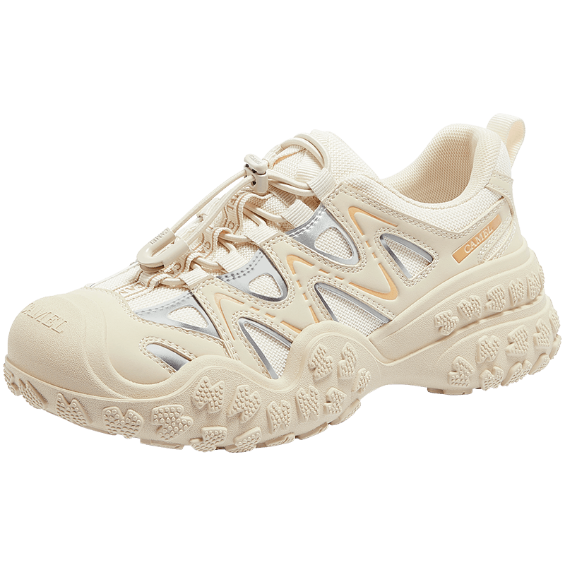 CAMEL Ugly Cute 2.0 Double Sole Women's Hiking Shoes Colorblock Outdoor Casual Shoes L25A076115 Beige/Silver/Yellow Size 38