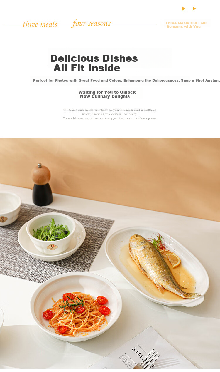 Liniyan Ceramic Plates Underglaze Color Pure White Rice Plates 7-inch 2pcs + 8-inch 2pcs Dinnerware Set Microwave Safe 2