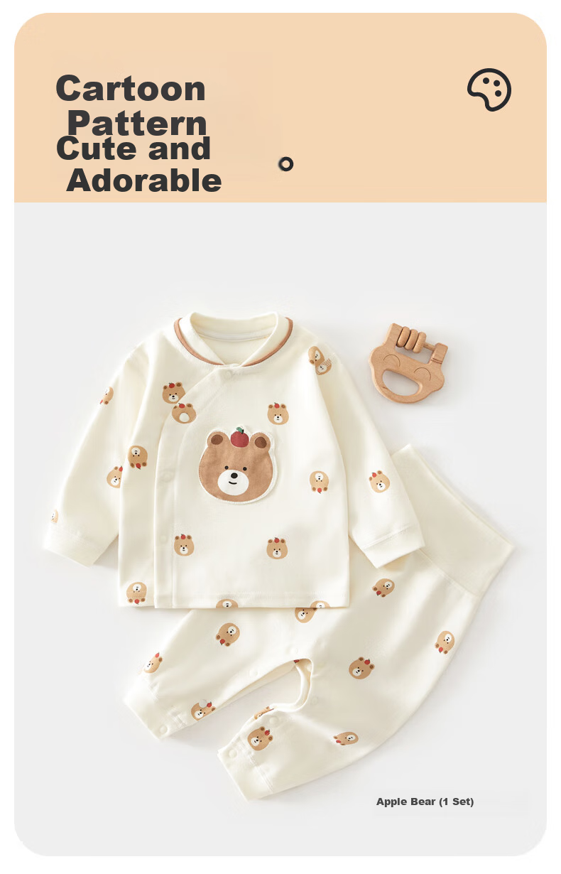 Babyprints Baby Cotton Homewear Set Unisex Autumn Clothes 2-Piece Soft Underwear Apple Bear 66 4