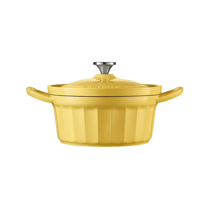 Buydeem Enamel Cast Iron Pot, Soup Pot, Stew Pot, Kitchen Essential, Xiaoge Yellow, 22cm