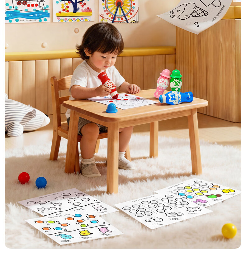 Melo Childhood Little Colorful Dot Pens Children's Early Education Baby Enlightenment Doodle Set Kindergarten Drawing Starter 6 Colors 6