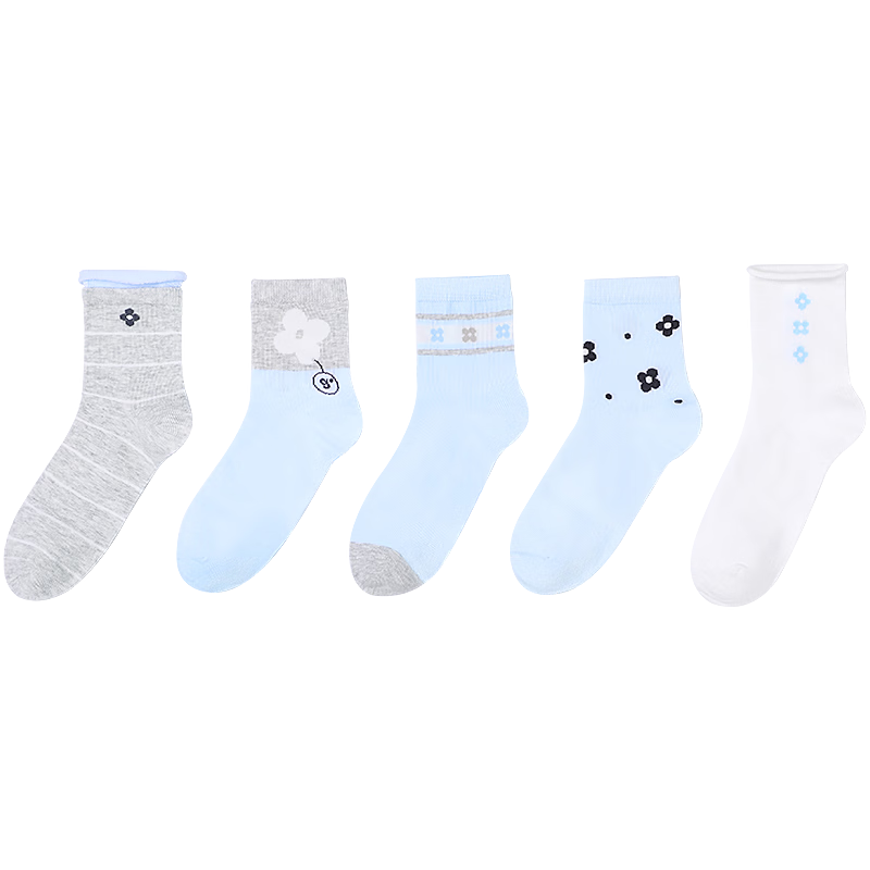Jiusuiban Kids Socks Girls Summer Thin High Elastic Breathable Cotton Moisture-Wicking Odor-Resistant Mid-Calf Socks for Older Children