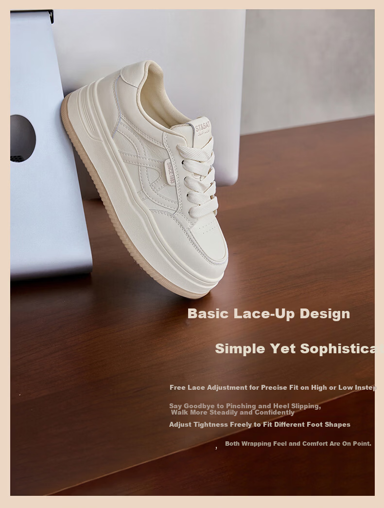 Saturday Thick-Soled White Sneakers for Women 2026 New Spring Small Height Increase Versatile Soft Sole Lightweight Comfortable Casual Skate Shoes 10